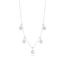 Sterling Silver 925 Necklace Rhodium Plated Embedded With Pink Zircon And White Zircon