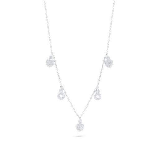 [NCL01WCZ00000C160] Sterling Silver 925 Necklace Rhodium Plated Embedded With White Zircon