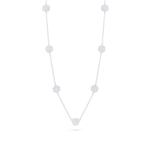 [NCL01WCZ00000C161] Sterling Silver 925 Necklace Rhodium Plated Embedded With White Zircon