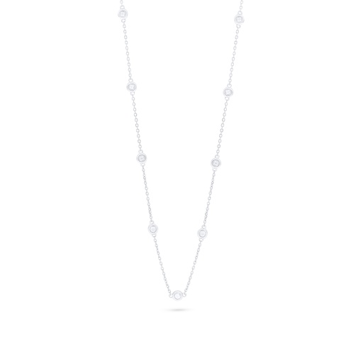 [NCL01WCZ00000C162] Sterling Silver 925 Necklace Rhodium Plated Embedded With White Zircon