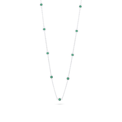 [NCL01EMR00000C162] Sterling Silver 925 Necklace Rhodium Plated Embedded With Emerald Zircon   