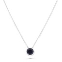 Sterling Silver 925 Necklace Rhodium Plated Embedded With Sapphire Corundum