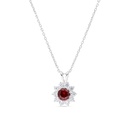 Sterling Silver 925 Necklace Rhodium Plated Embedded With Ruby Corundum And White Zircon