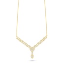 Sterling Silver 925 Necklace Golden Plated Embedded With White Zircon