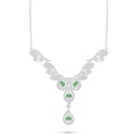 Sterling Silver 925 Necklace Rhodium Plated Embedded With Emerald Zircon And White Zircon