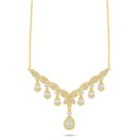 Sterling Silver 925 Necklace Golden Plated Embedded With White Zircon