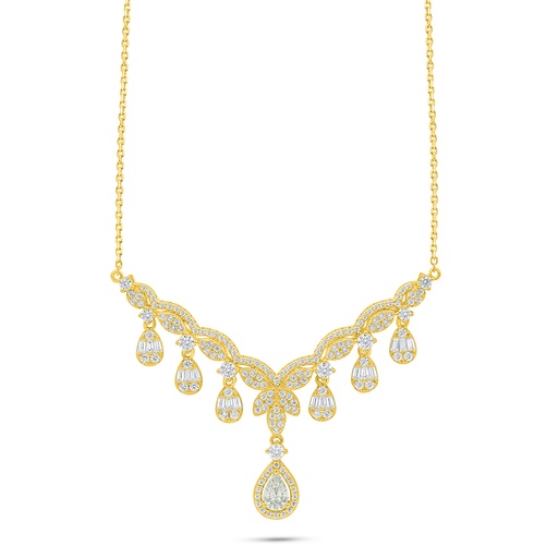 [NCL02WCZ00000C171] Sterling Silver 925 Necklace Golden Plated Embedded With White Zircon