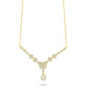 Sterling Silver 925 Necklace Golden Plated Embedded With Yellow Diamond And White Zircon