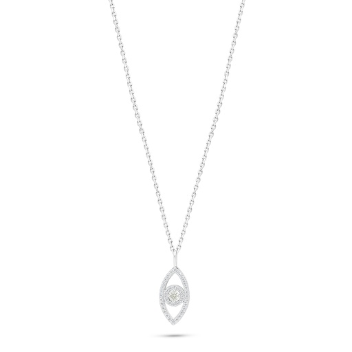 [NCL01CIT00WCZC176] Sterling Silver 925 Necklace Rhodium Plated Embedded With Yellow Diamond And White Zircon