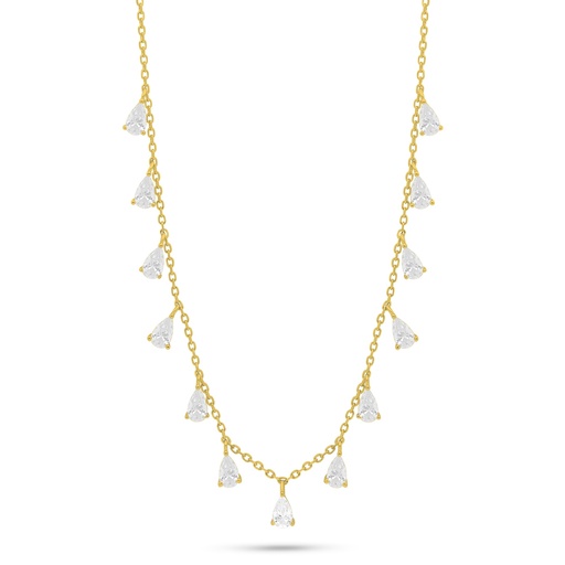 [NCL02WCZ00000C178] Sterling Silver 925 Necklace Golden Plated Embedded With White Zircon