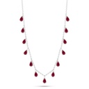 Sterling Silver 925 Necklace Rhodium Plated Embedded With Ruby Corundum 