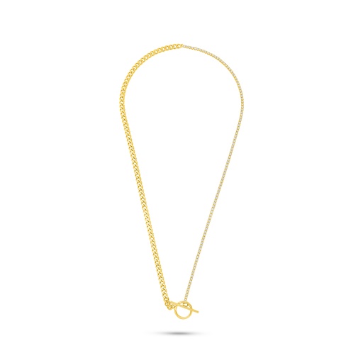 [NCL02WCZ00000C188] Sterling Silver 925 Necklace Golden Plated Embedded With White Zircon