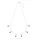 Sterling Silver 925 Necklace Rhodium Plated Embedded With Emerald Zircon And White Zircon