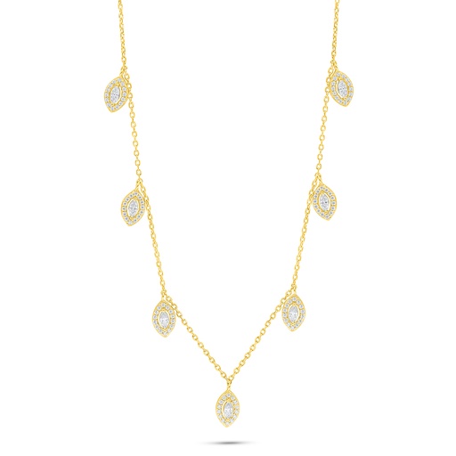 [NCL02WCZ00000C191] Sterling Silver 925 Necklace Golden Plated Embedded With White Zircon