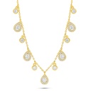 Sterling Silver 925 Necklace Golden Plated Embedded With White Zircon