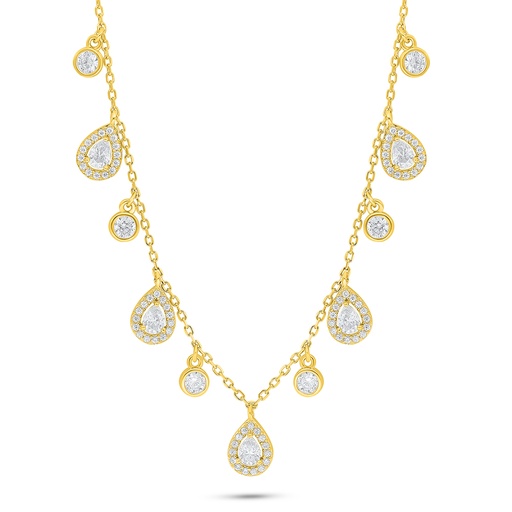 [NCL02WCZ00000C192] Sterling Silver 925 Necklace Golden Plated Embedded With White Zircon