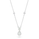 Sterling Silver 925 Necklace Rhodium Plated Embedded With Yellow Diamond And White Zircon