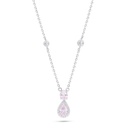 Sterling Silver 925 Necklace Rhodium Plated Embedded With Pink Zircon And White Zircon