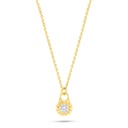 Sterling Silver 925 Necklace Golden Plated Embedded With White Zircon