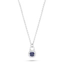 Sterling Silver 925 Necklace Rhodium Plated Embedded With Sapphire Corundum 