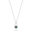 Sterling Silver 925 Necklace Rhodium Plated Embedded With Emerald Zircon 