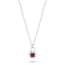 Sterling Silver 925 Necklace Rhodium Plated Embedded With Ruby Corundum 