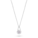 Sterling Silver 925 Necklace Rhodium Plated Embedded With Pink Zircon 