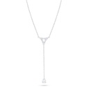 Sterling Silver 925 Necklace Rhodium Plated Embedded With White Zircon