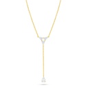 Sterling Silver 925 Necklace Golden Plated Embedded With White Zircon