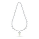 Sterling Silver 925 Necklace Rhodium Plated Embedded With Yellow Diamond And White Zircon