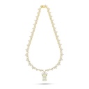 Sterling Silver 925 Necklace Golden Plated Embedded With Yellow Diamond And White Zircon