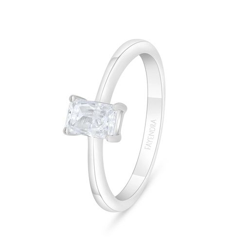 Sterling Silver 925 Ring Rhodium Plated Embedded With White Zircon