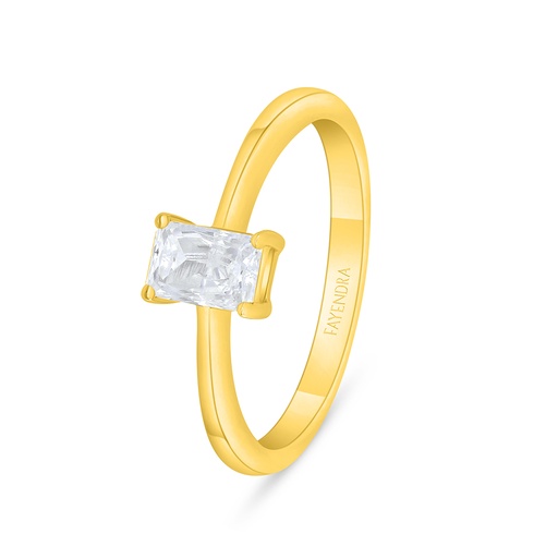 Sterling Silver 925 Ring Golden Plated Embedded With White Zircon