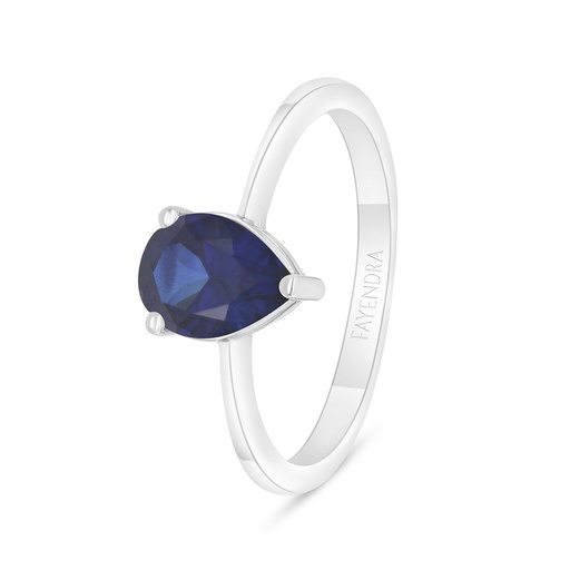 Sterling Silver 925 Ring Rhodium Plated Embedded With Sapphire Corundum 