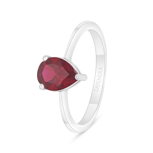 Sterling Silver 925 Ring Rhodium Plated Embedded With Ruby Corundum 