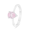 Sterling Silver 925 Ring Rhodium Plated Embedded With Pink Zircon 