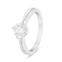 Sterling Silver 925 Ring Rhodium Plated Embedded With White Zircon