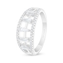 Sterling Silver 925 Ring Rhodium Plated Embedded With White Zircon