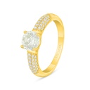 Sterling Silver 925 Ring Golden Plated Embedded With White Zircon