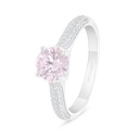 Sterling Silver 925 Ring Rhodium Plated Embedded With Pink Zircon And White Zircon