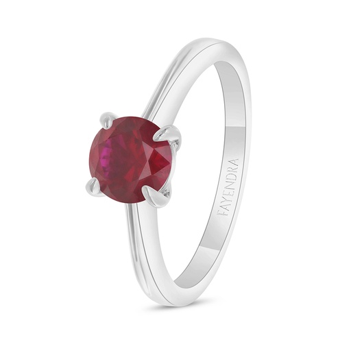 Sterling Silver 925 Ring Rhodium Plated Embedded With Ruby Corundum And White Zircon