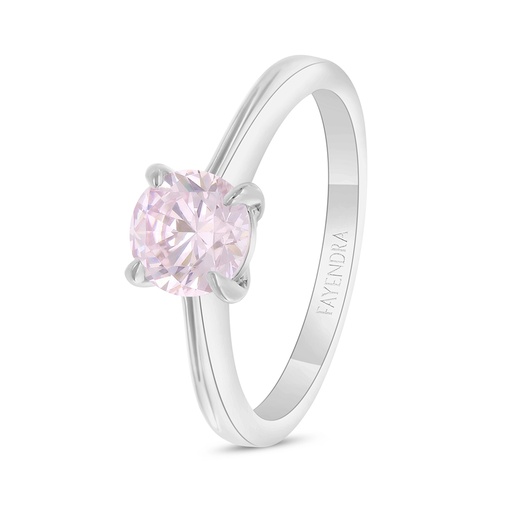 Sterling Silver 925 Ring Rhodium Plated Embedded With Pink Zircon And White Zircon