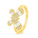 Sterling Silver 925 Ring Golden Plated Embedded With White Zircon