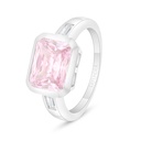 Sterling Silver 925 Ring Rhodium Plated Embedded With Pink Zircon And White Zircon