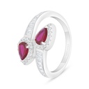 Sterling Silver 925 Ring Rhodium Plated Embedded With Ruby Corundum And White Zircon