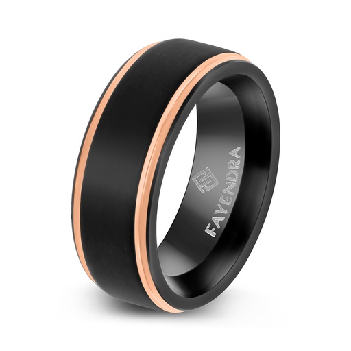 Tungsten Carbide Wedding Ring Black And Rose Gold Plated For Men