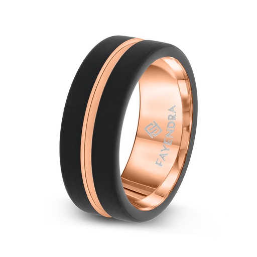 Tungsten Carbide Wedding Ring Black And Rose Gold Plated For Men