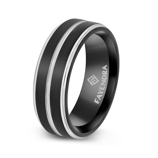 Tungsten Carbide Wedding Ring Silver And Black Plated For Men