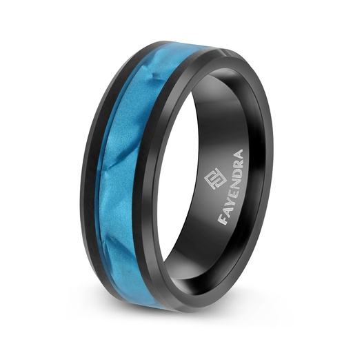 Tungsten Carbide Wedding Ring Black And Blue Plated For Men