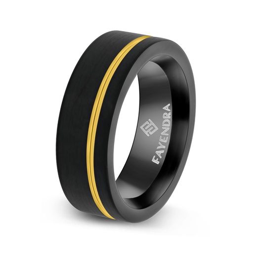 Tungsten Carbide Wedding Ring Black And Golden Plated For Men